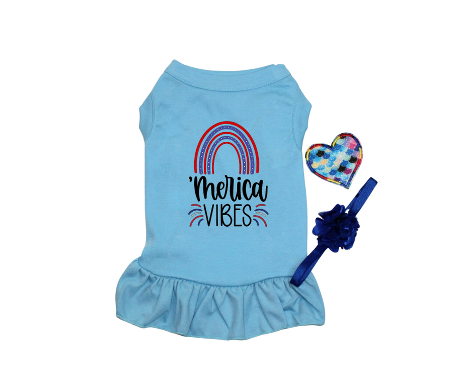 Blue Dog Dress for Independence Day - Festive & Patriotic Pet Outfit