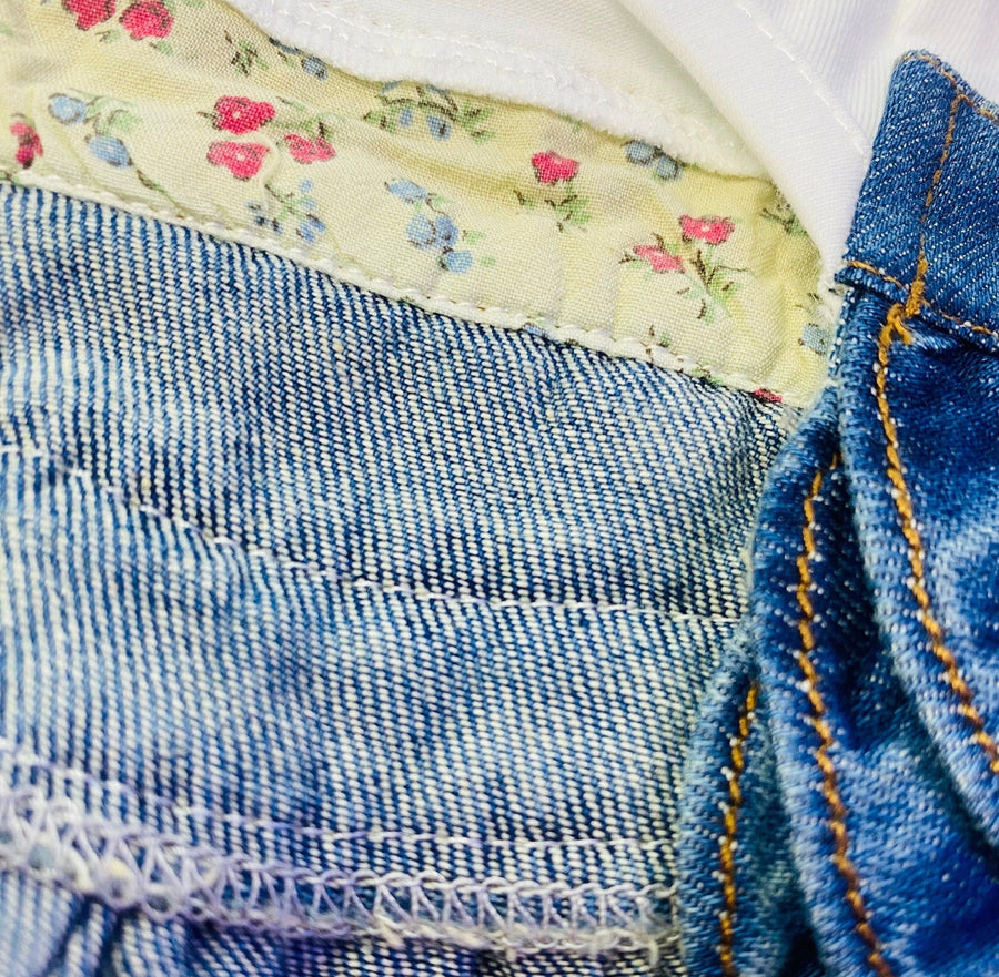 Blue Jean Dog Dress with Cowboy Hat & Howdy Design - Western Themed Dog Clothes