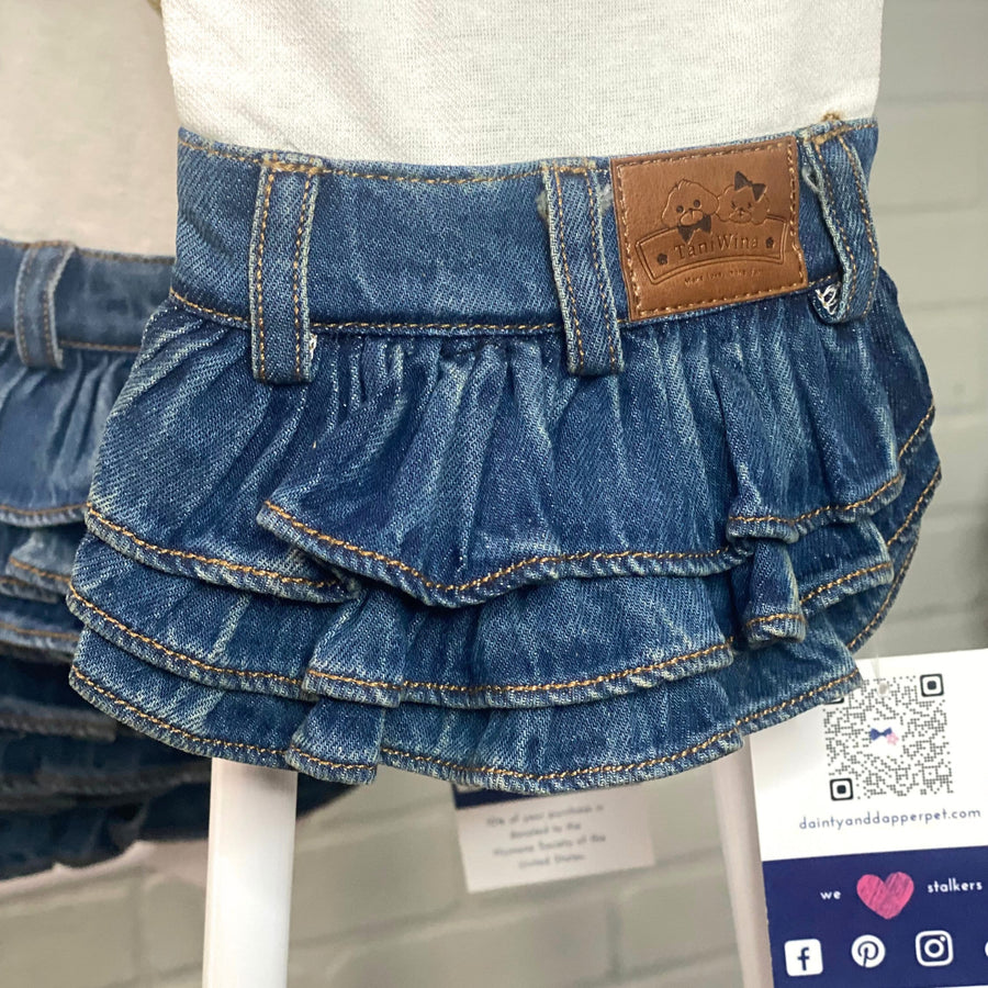 Blue Jean Harness Dog Dress with 'I Love Daddy' Design - Cute & Comfy