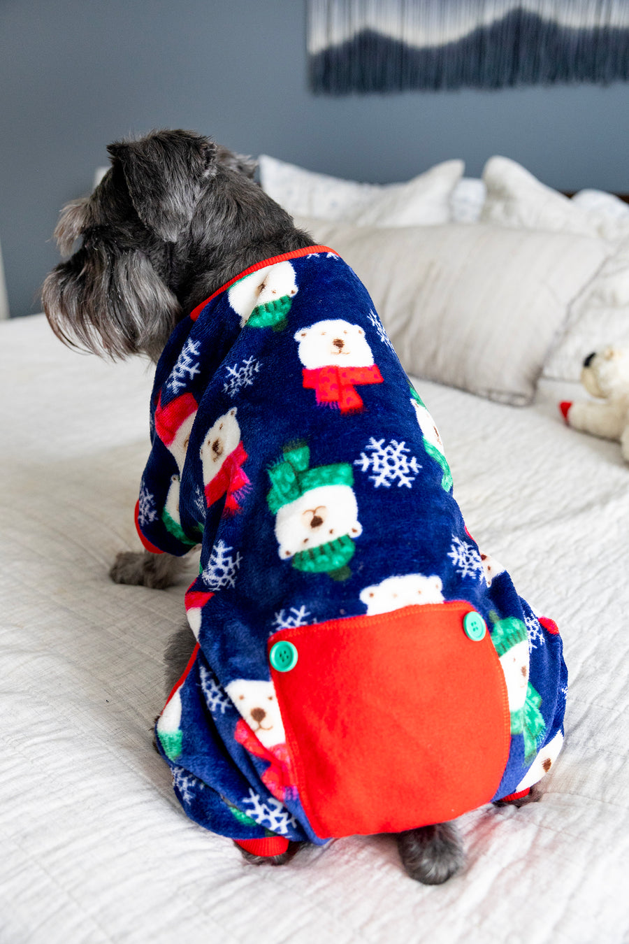 Cute Dog Pajamas in Blue for the Holidays
