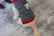 Red dog shirt for Christmas with reindeer close up