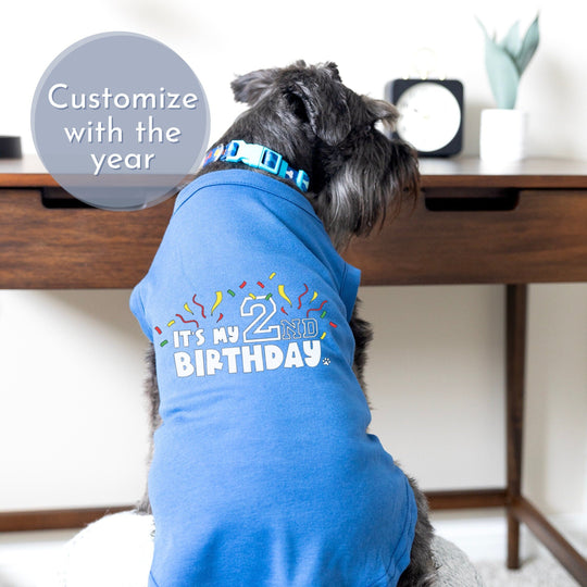 Custom Blue Dog Shirt for Birthday - Perfect Pet Celebration & Party Outfit