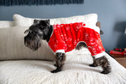 Dog PJs in Red, showing standing sideview