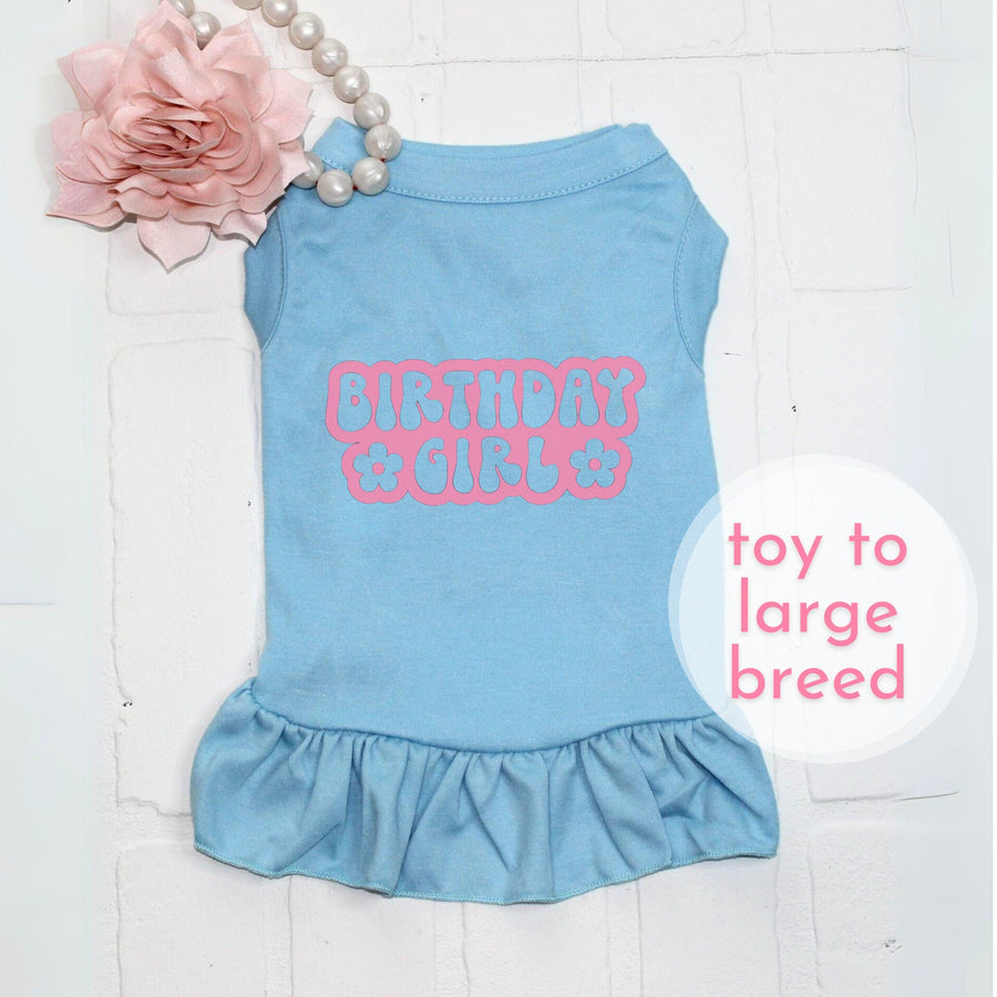 Dog Birthday Dress for Girl Dog | Light Blue Party Shirt Outfit