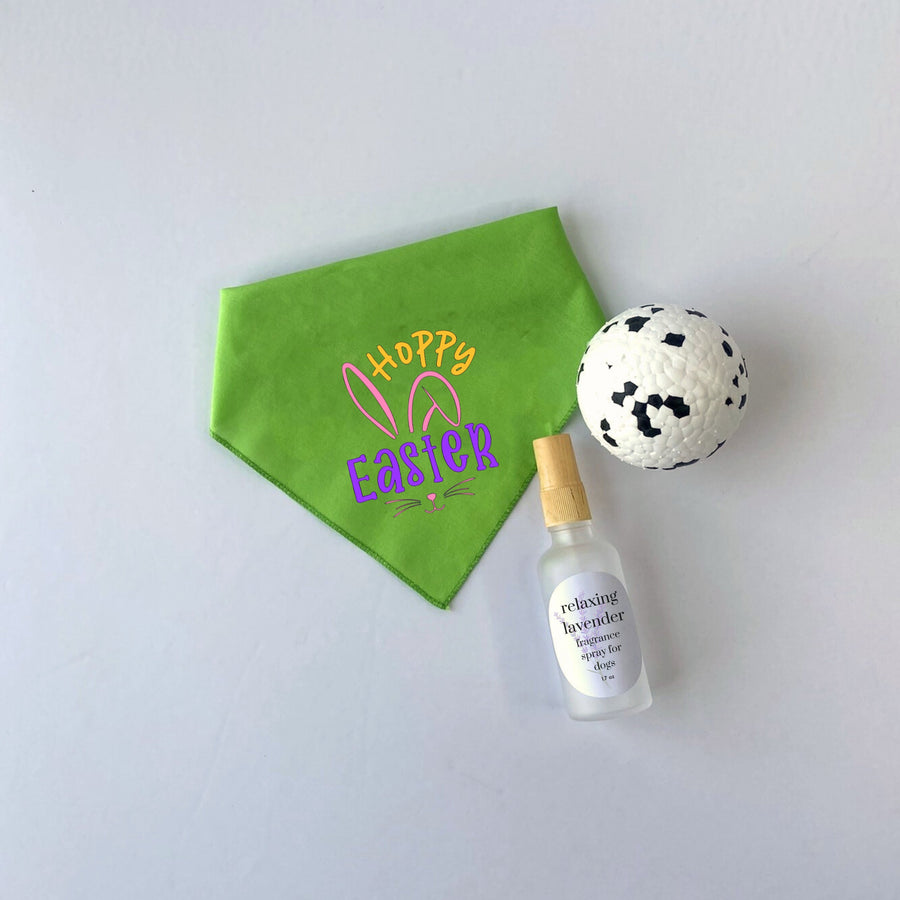 Easter Dog Gift Set | Bandana, Toy Ball & Fragrance Spray for Pet