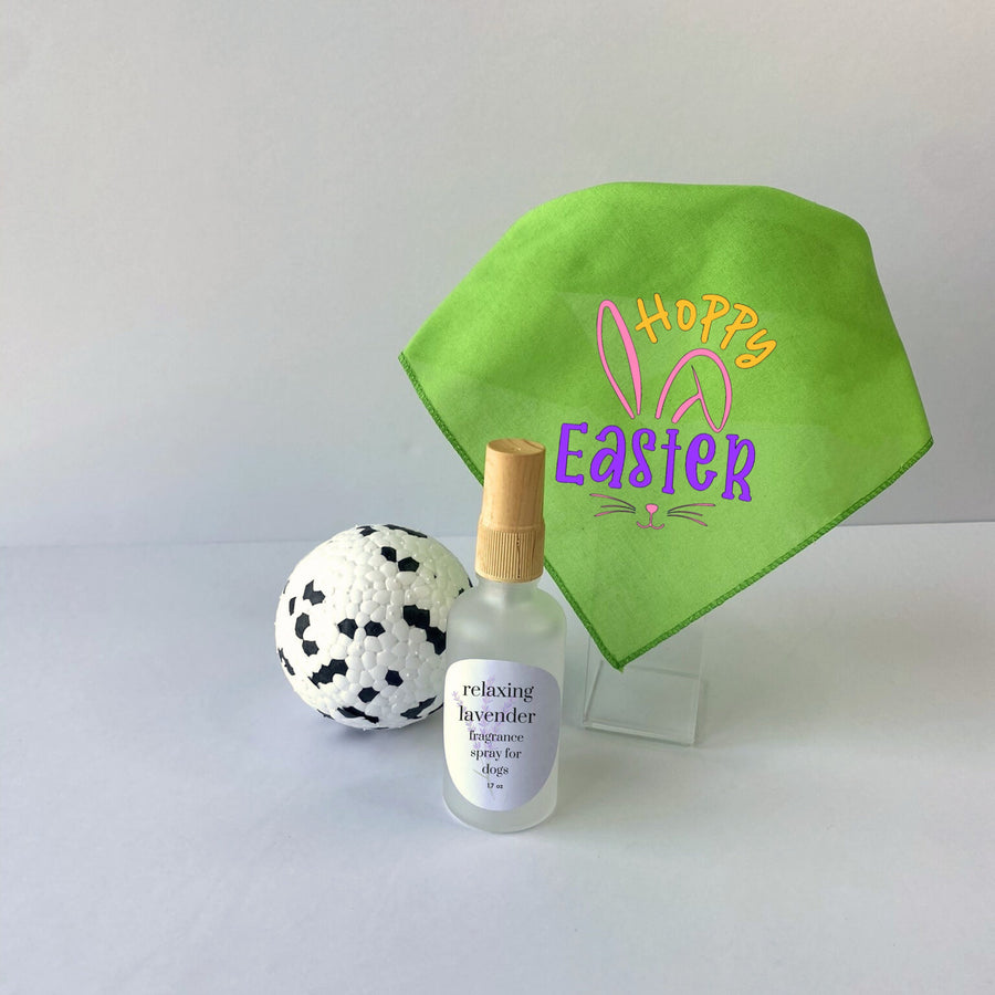 Easter Dog Gift Set | Bandana, Toy Ball & Fragrance Spray for Pet