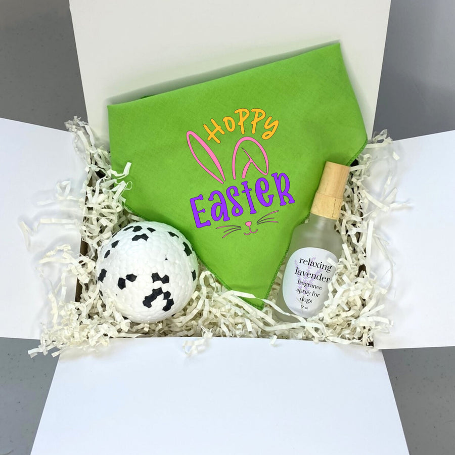Easter Dog Gift Set | Bandana, Toy Ball & Fragrance Spray for Pet