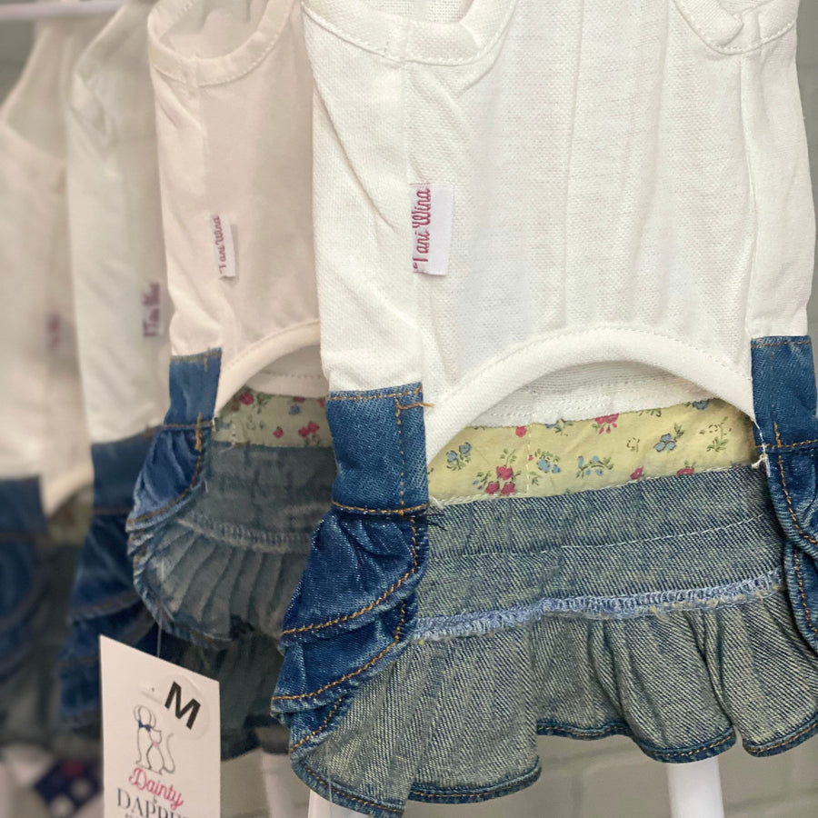 Mama's Girl Dog Dress | Small Dog Outfit with White Heart Design