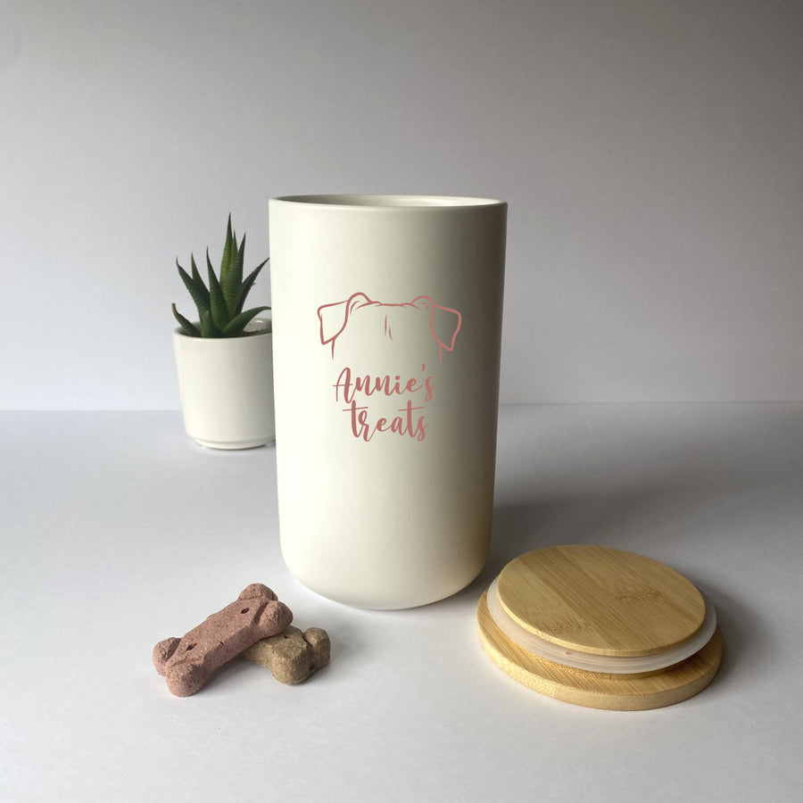 Personalized Dog Treat Jar | Custom Breed & Name, Dog Ears Snack Holder