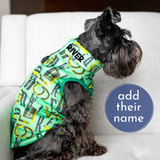 Personalized Green Dog Jacket | Boy Dog Vest with Leash Holder & Zipper