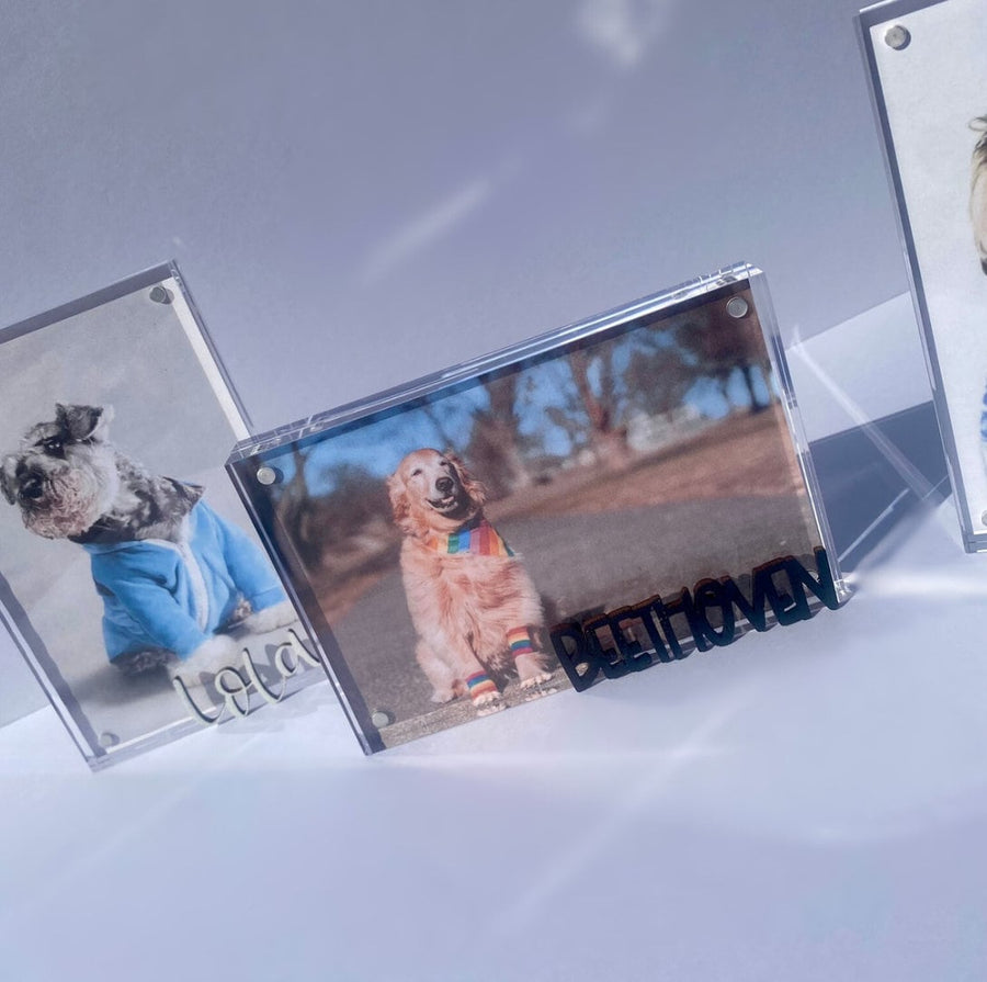 Personalized Pet Photo Frame - Custom Acrylic Dog Mom Gift with Name Keepsake
