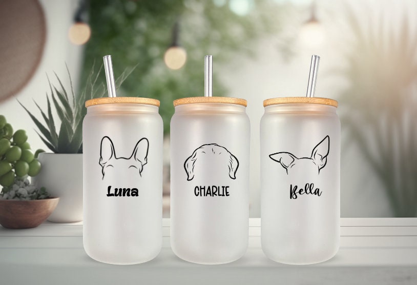 Personalized Tumbler for Dog Mom - Custom Frosted Libby Glass Pet Lover Gift