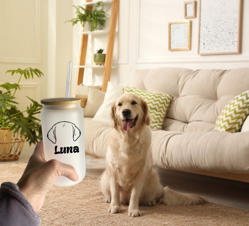 Personalized Tumbler for Dog Mom - Custom Frosted Libby Glass Pet Lover Gift
