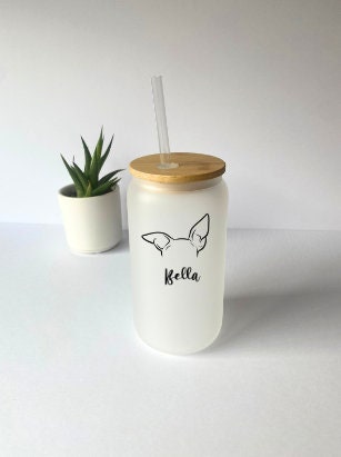 Personalized Tumbler for Dog Mom - Custom Frosted Libby Glass Pet Lover Gift