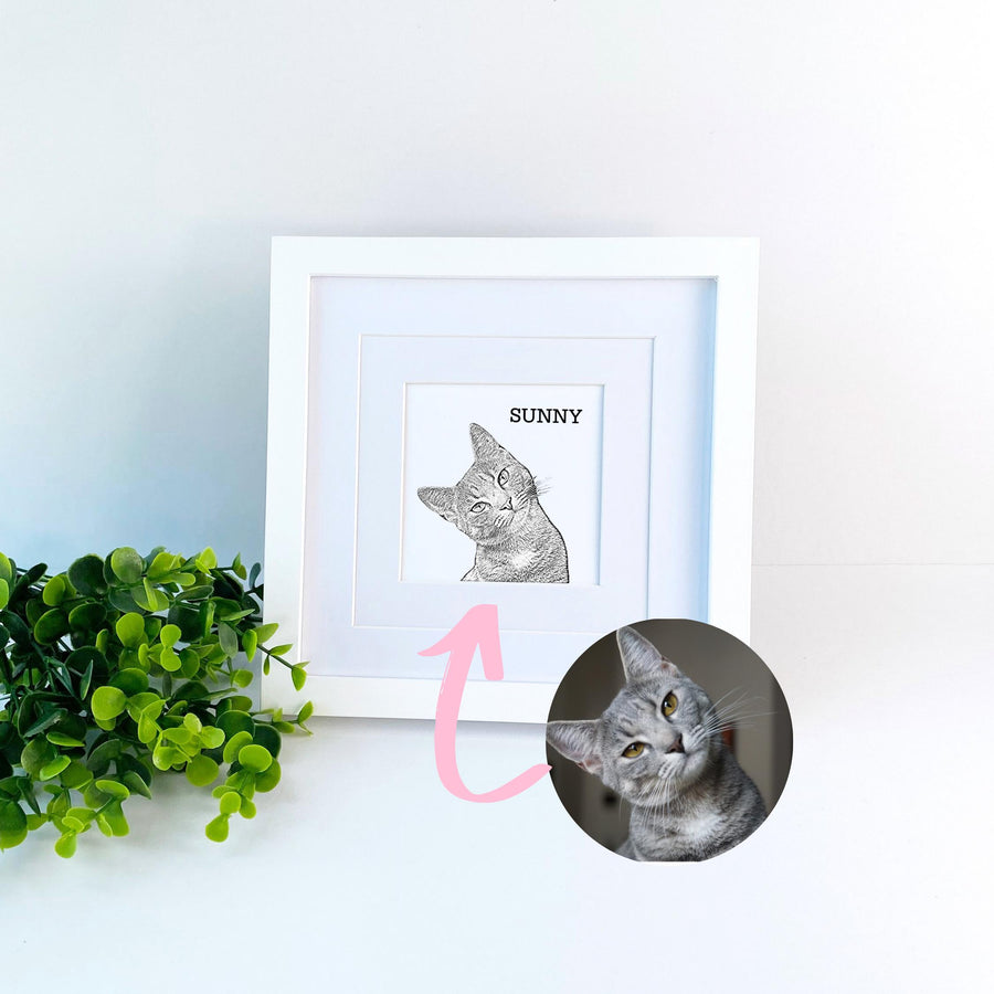 Pet Portrait from Photo - Custom Dog Sketch Memorial Gift for Dog Mom
