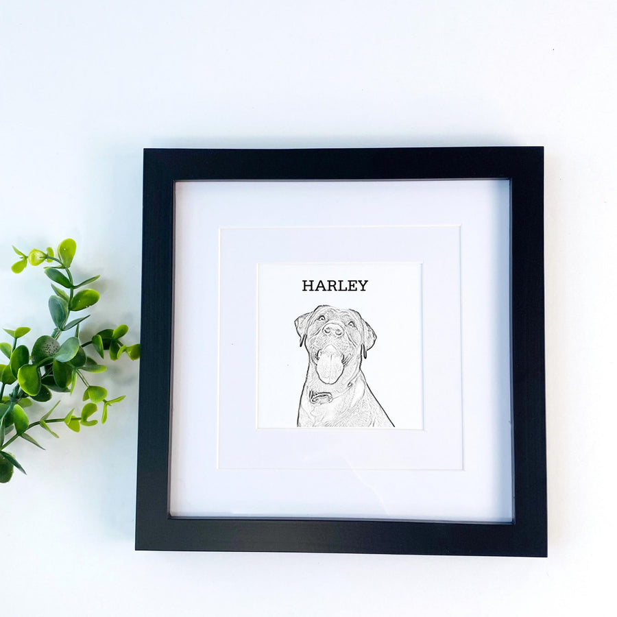 Pet Portrait from Photo - Custom Dog Sketch Memorial Gift for Dog Mom