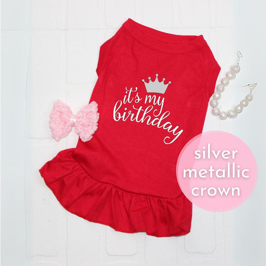 Red Dog Dress for Birthday - Medium Dog Outfit to Help with Shedding