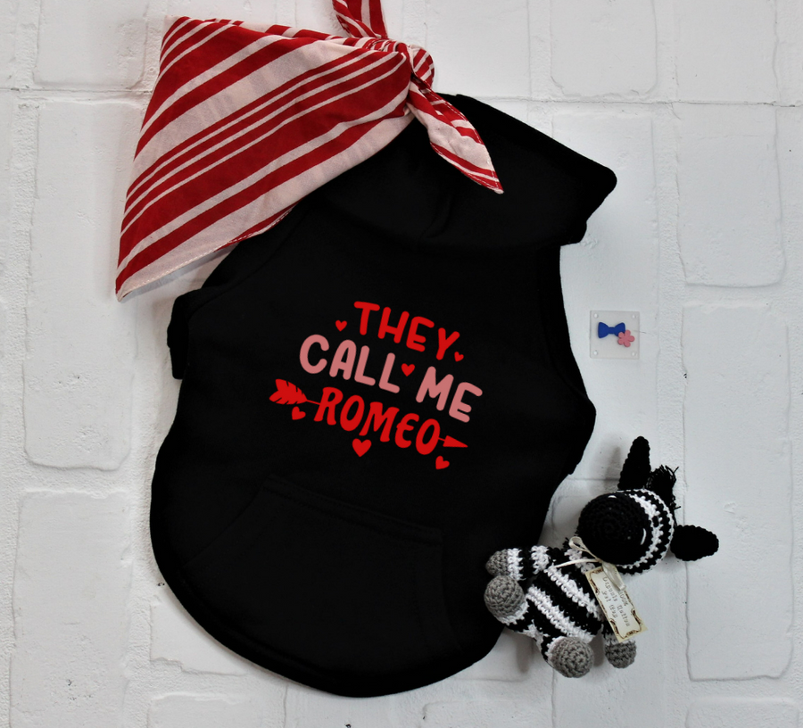 Valentine Dog Hoodie in Black - Funny Design for Pet Love Celebration