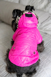 waterproof dog coat with fleece lining, back view