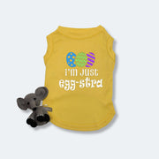 Funny Easter Shirt for Pet Yellow Tee for Male Dog Shirt for Giant Breed Pullover for Dog Holiday TShirt with Easter Egg Design Bright Colr