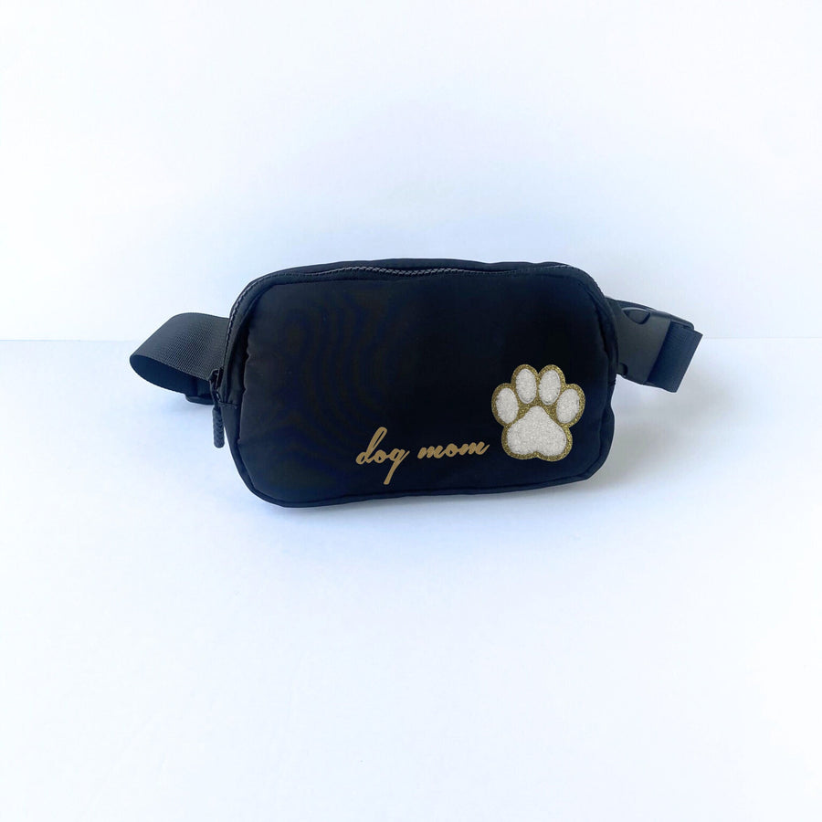 Black Crossbody Bag for Dog Mom with Paw Print