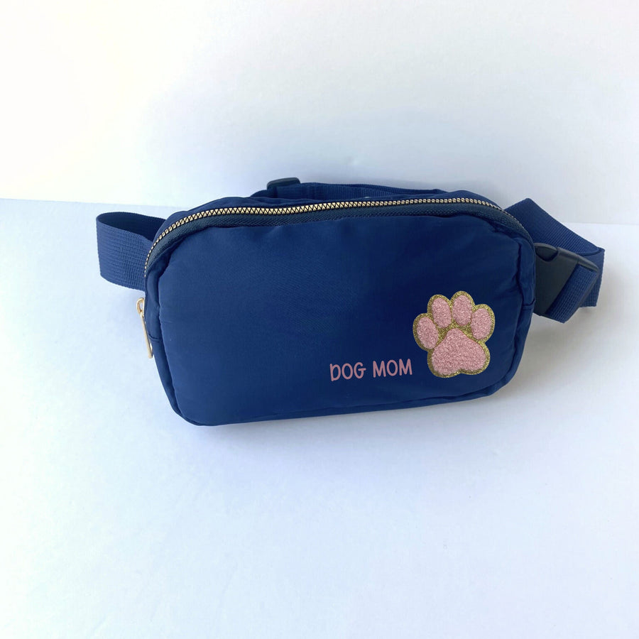 Crossbody Purse with Adjustable Crossbody Strap Tote Bag for Dog Mom Gift Handbag for Women Small Purse Blue Sling Bag with Paw Print Pink