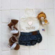 Blue Jean Harness Dog Dress with I Love Daddy Design