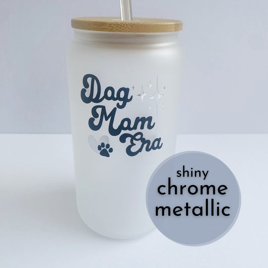 Dog Lover Gift Iced Coffee Cup for Dog Mom Tumbler Chrome Design Dog Mom Era Birthday Gift for Her  Mug Frosted Beverage Glass Mothers Day