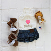 Small Dog Outfit for Daddy Girl with Pink Chenille Heart Patch