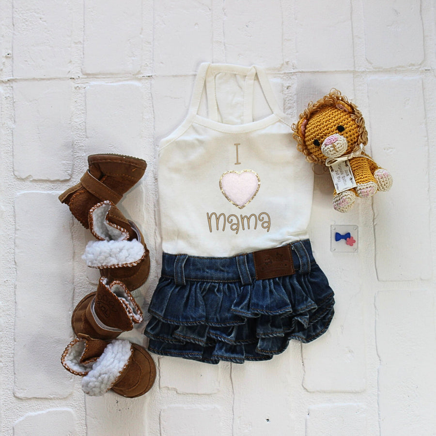 Dog Dress for Small Dog Outfit for Mama Girl with White Heart