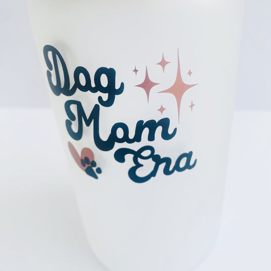 Dog Mom Era Mug Frosted Iced Coffee Cup for Dog Mom Gift for Pet Lover Tumbler Opaque  Rose Gold Design Dog Parent Gift for Mothers Day