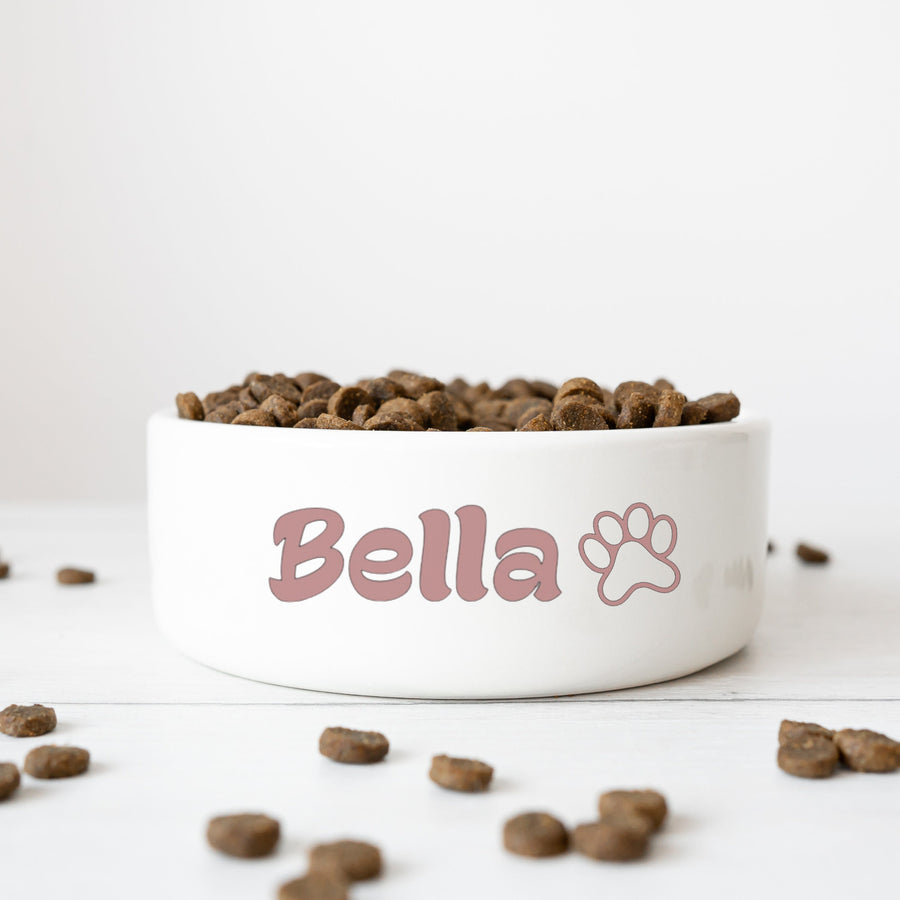 White Dog Bowl Personalized with Name