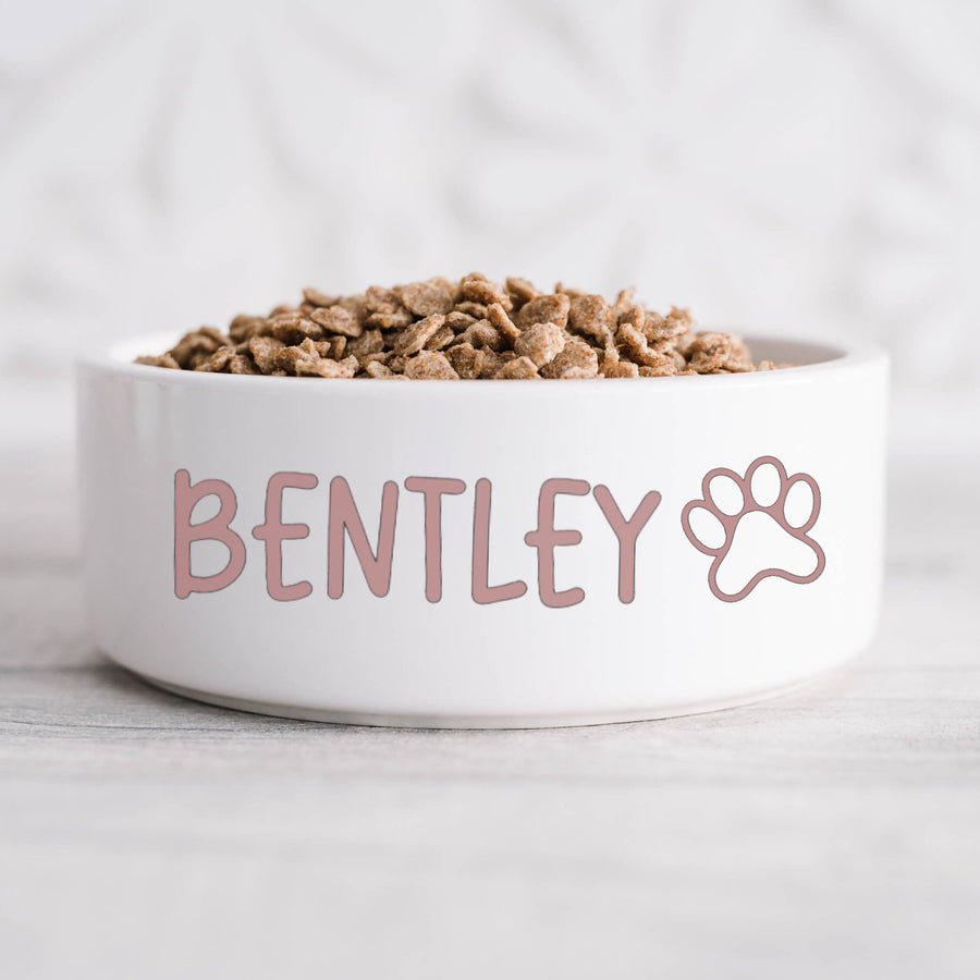 Gift for Dog Owner Pet Bowl with Custom Name and Paw