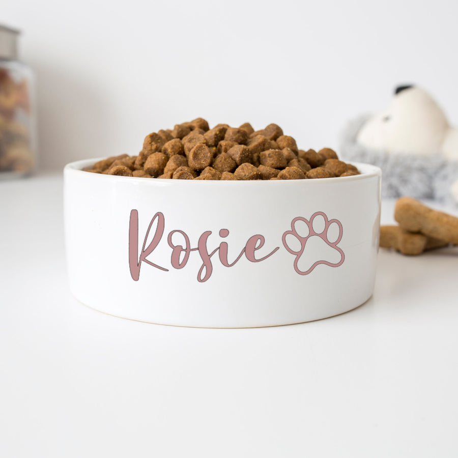 White Dog Bowl Personalized with Name