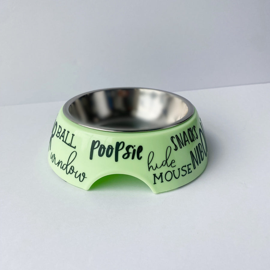 Custom Dog Bowl for Pet with Name and Favorite Things