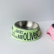 Custom Dog Bowl for Pet with Name and Favorite Things