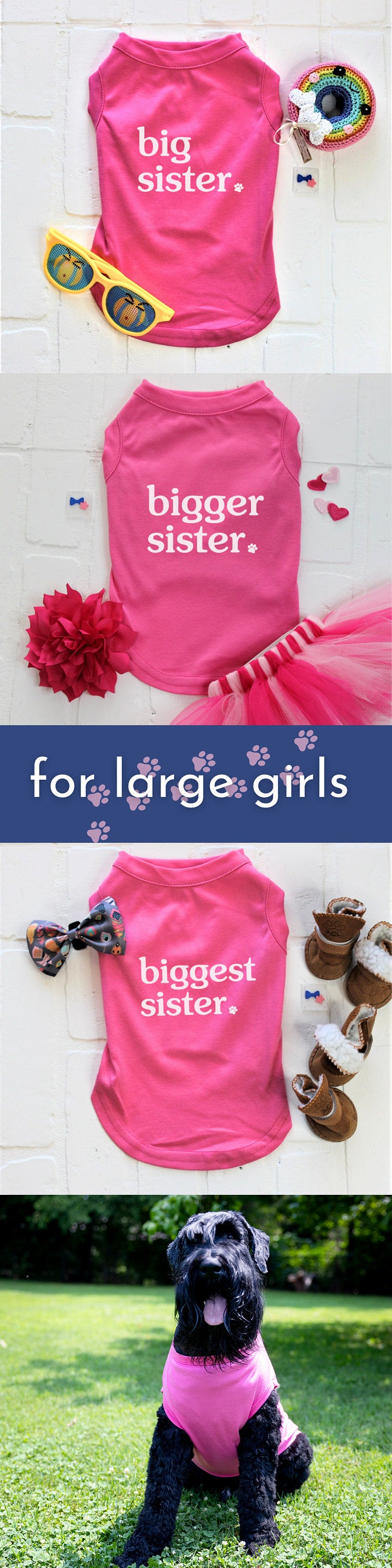 Dog Tee for Reveal Sibling Party Pet Shirt in Pink