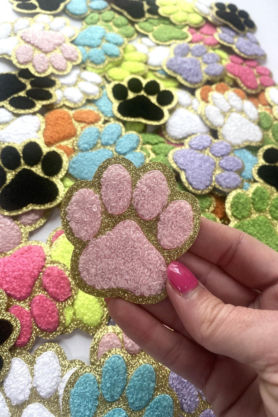 Paw Print Sticker for Bag Iron On Patch Dog Paw Chenille Patch for Back To School Self Adhesive Towel Patch for DIY Project Embroidered Pup