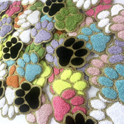 Paw Print Sticker for Bag Iron On Patch Dog Paw Chenille Patch for Back To School Self Adhesive Towel Patch for DIY Project Embroidered Pup