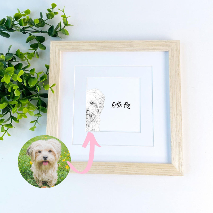 Pet Portrait from Photo Sketch of Dog Memorial Gift for Dog Mom