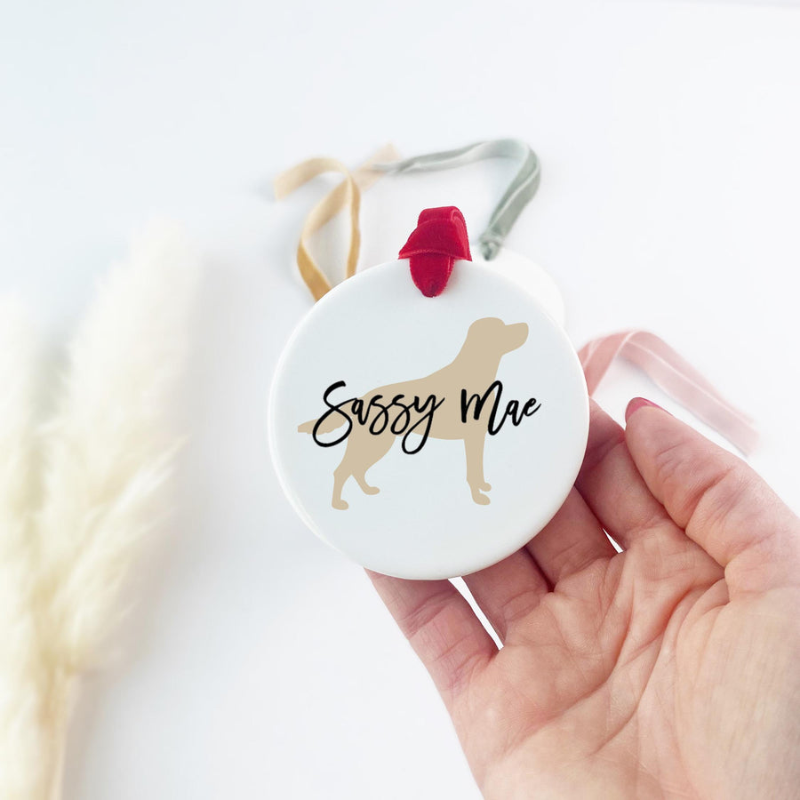 Dog Christmas Ornament Personalized Breed Round Keepsake Gift for Pet Owner