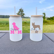 Custom Dog Mug for Dog Lover Personalized Tumbler with Dog Breed Libbey Glass Frosted Tumbler with Dog Mom Design Custom Stocking Stuffer