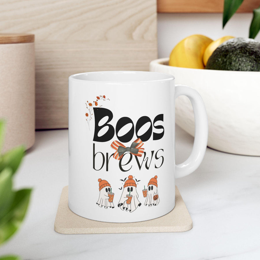 Cute Halloween Coffee Mug with Ghost Design in White or Black