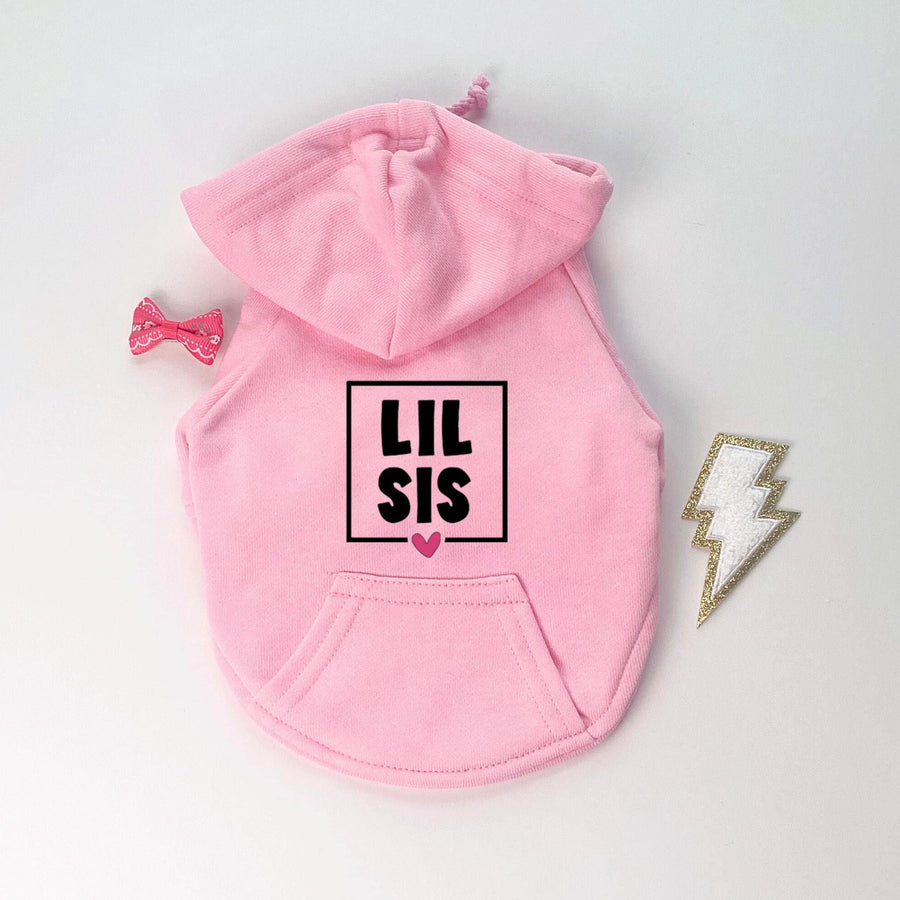 Lil Sis Dog Hoodie – Pink Puppy Outfit & Adoption Gift for Dog Mom