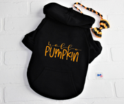 Hello Pumpkin Black Dog Hoodie for Fall