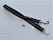 small dog seat belt in black with reflective thread