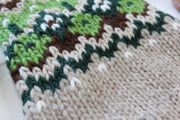 close up of fabric, knitted dog sweater to keep warm.