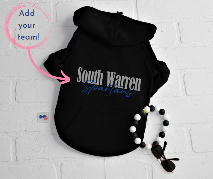 Custom Dog Hoodie with Your Team in Black