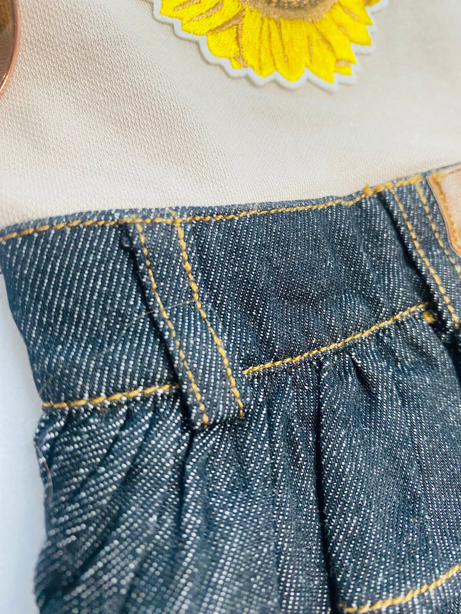 Denim Dress for Dog for Small Pet with Sunflower